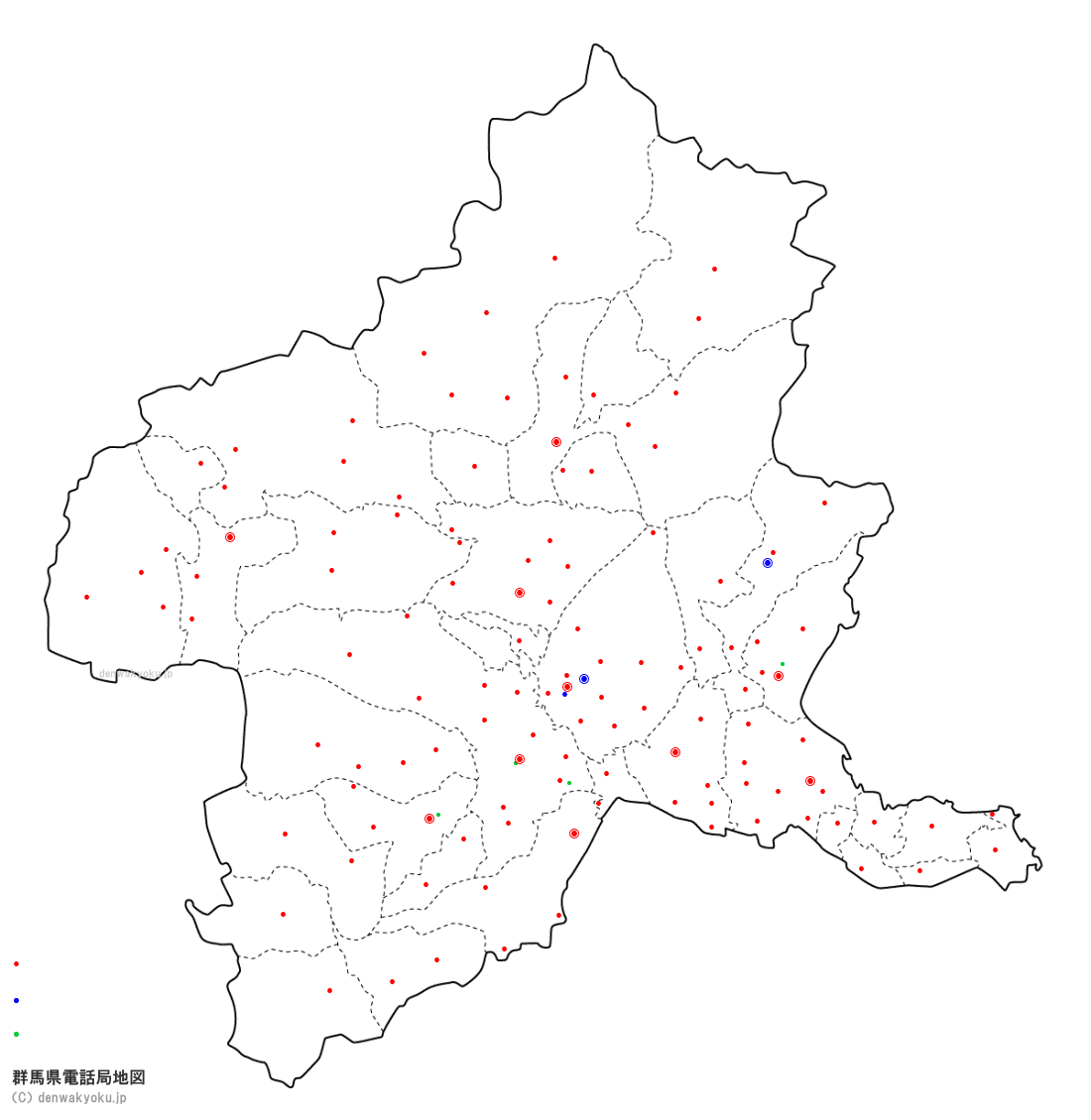 群馬県電話局地図