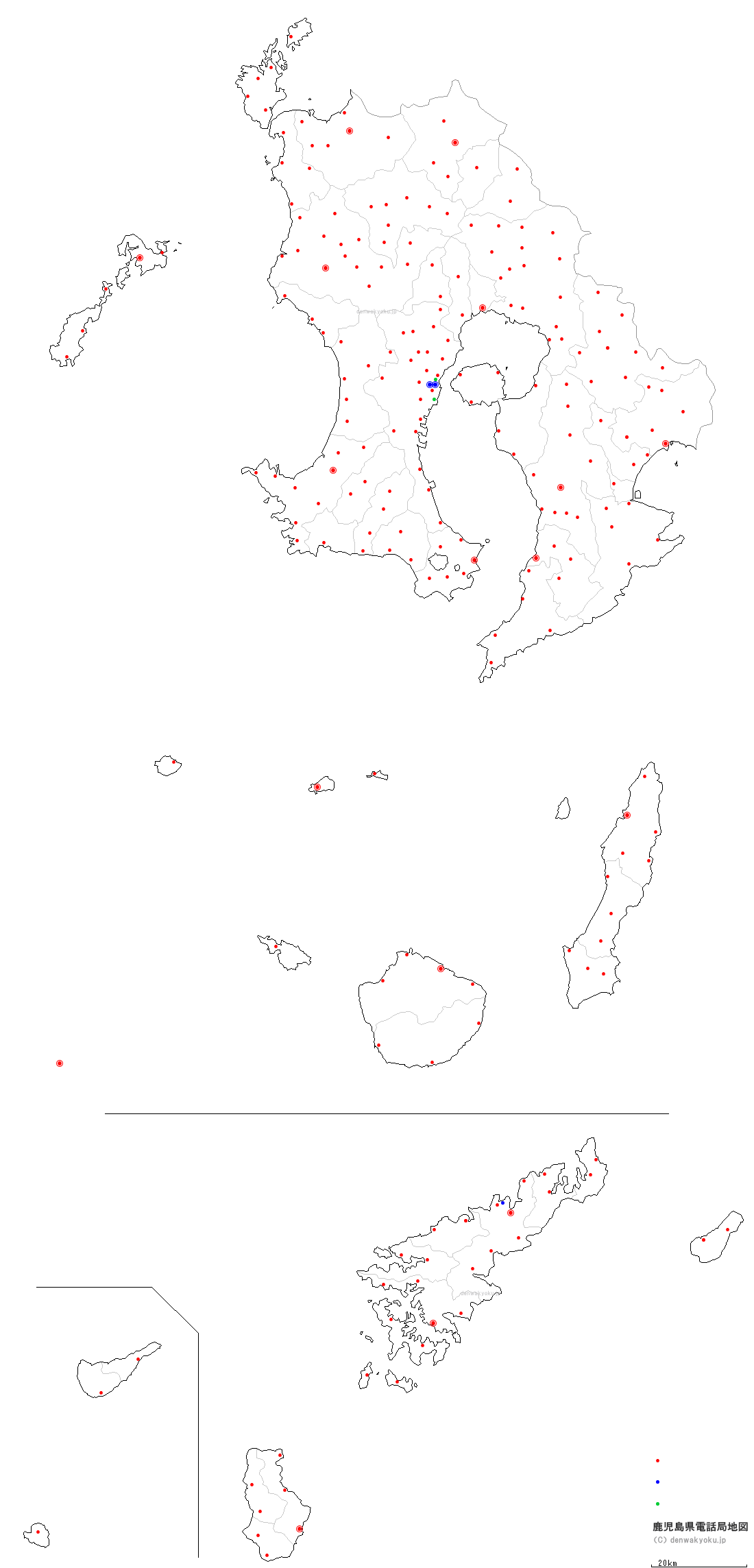鹿児島県電話局地図