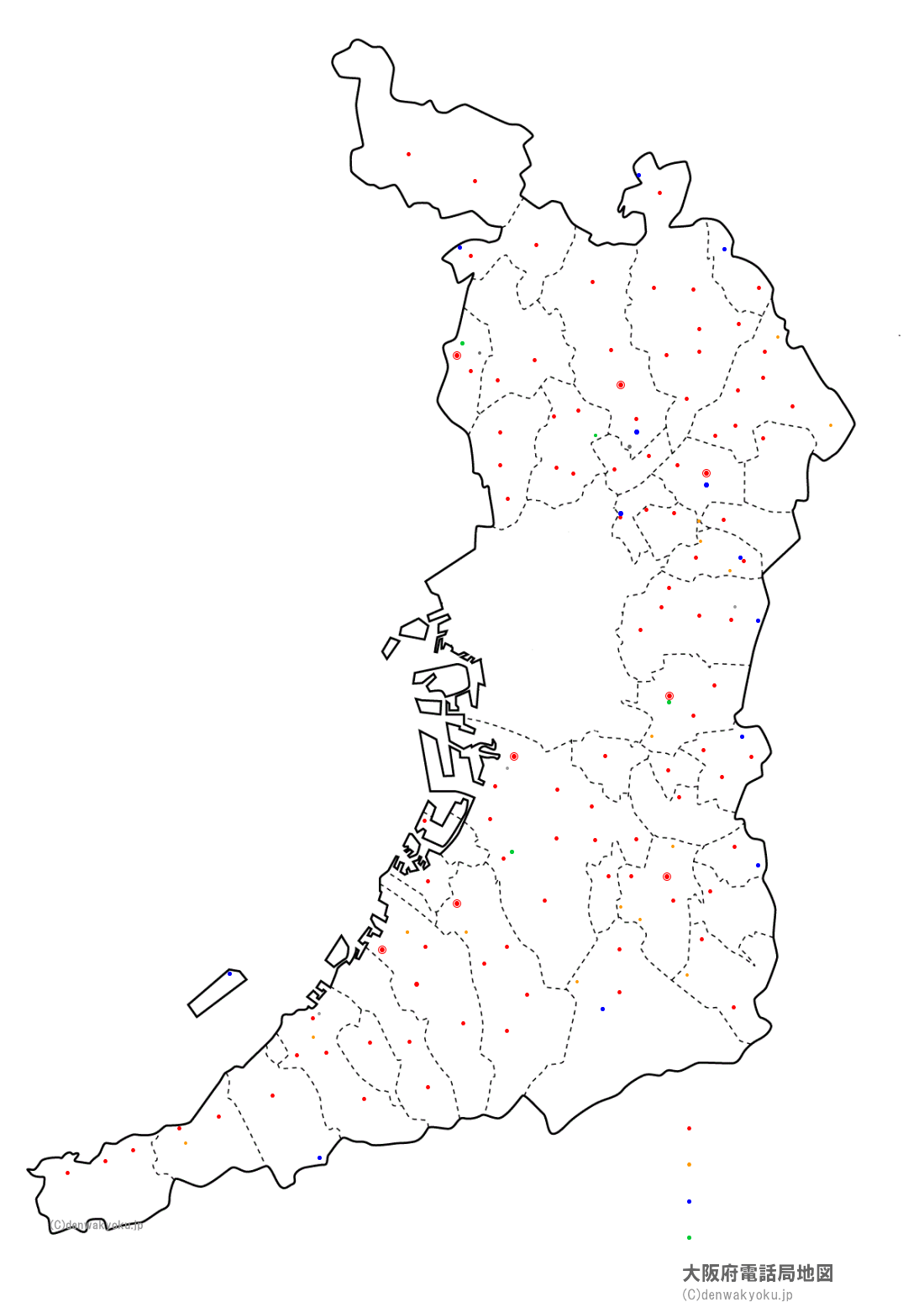 大阪府電話局地図