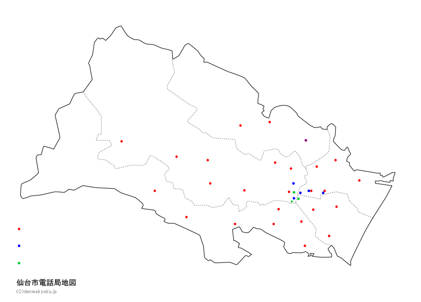 仙台市電話局地図（NTT収容局マップ）