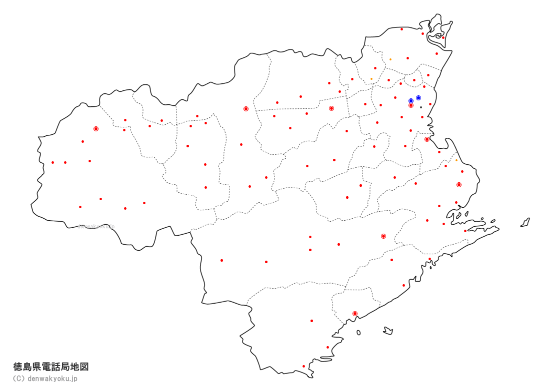 徳島県電話局地図