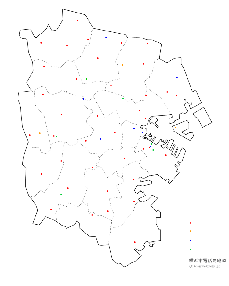 横浜市電話局地図（NTT収容局地図）